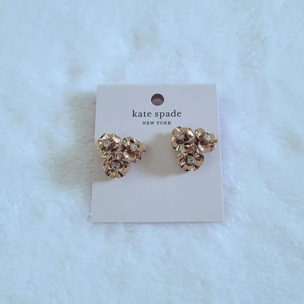 Kate Spade♠ "Shine On" Floral🌸 Cluster Earrings - Picture 7 of 16